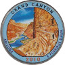  США. 25 центов 2010 год. 4-й парк. Национальный парк Гранд-Каньон. цветное покрытие (D). 