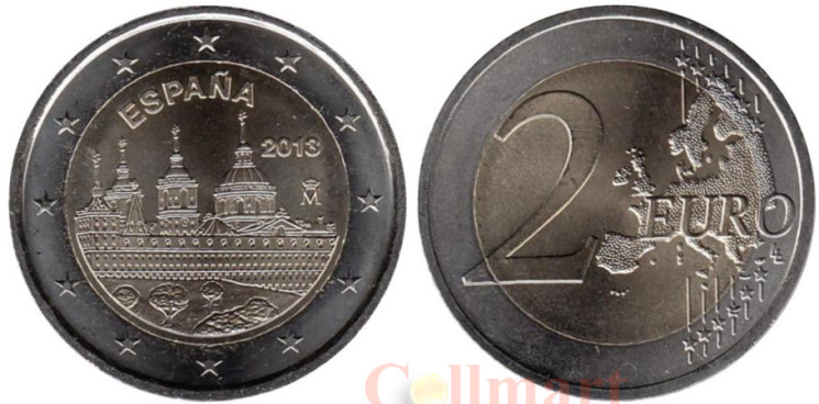  Испания. 2 евро 2013 год. Монастырь Эскориал. 