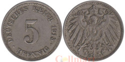 Германская империя. 5 пфеннигов 1915 год. (D) (немагнитная)
