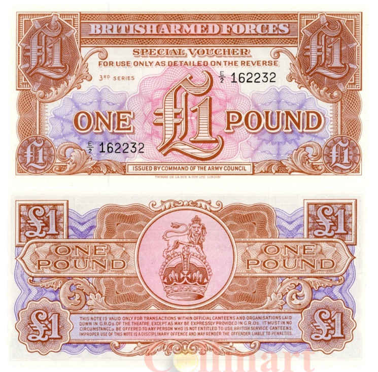  Бона. Великобритания 1 фунт 1956 год. Вооруженные силы. (3-я серия) (Пресс) 