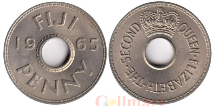  Фиджи. 1 пенни 1965 год. Елизавета II. 