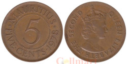 Маврикий. 5 центов 1978 год. Королева Елизавета II.