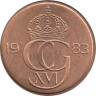  Швеция. 5 эре 1983 год. Король Карл XVI Густав. 
