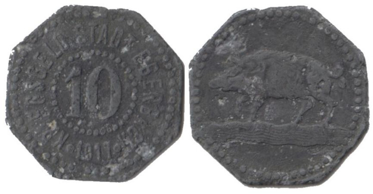  Германия. Эбербах. 10 пфеннигов 1917 год. Нотгельд. 
