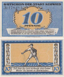 Бона. Германия. Нойвид 10 пфеннигов 1921 год. Сеятель. Нотгельд. (XF)