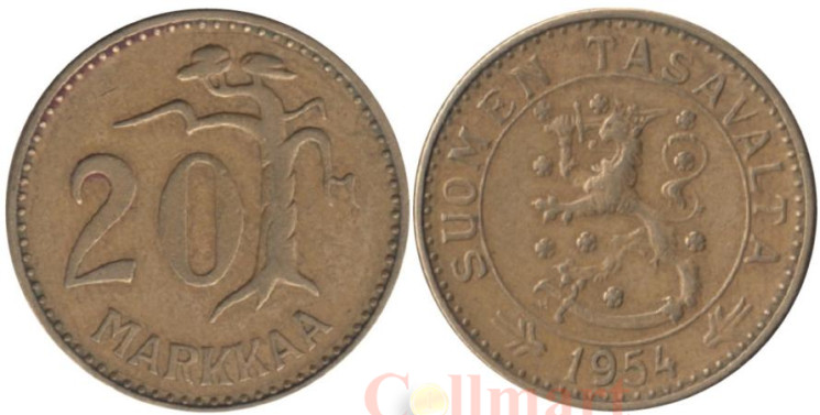  Финляндия. 20 марок 1954 год. 