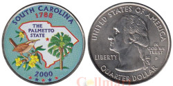 США. 25 центов 2000 год. Квотер штата Южная Каролина. цветное покрытие (P).
