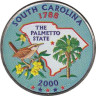  США. 25 центов 2000 год. Квотер штата Южная Каролина. цветное покрытие (P). 