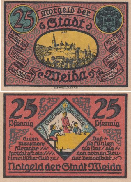  Бона. Германия. Вайда 25 пфеннигов 1921 год. Нотгельд. (XF) 