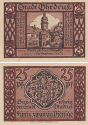 Бона. Германия. Ордруф 25 пфеннигов 1921 год. Нотгельд. (XF)