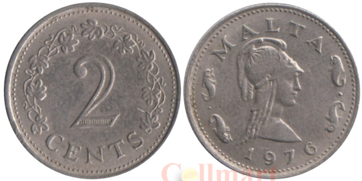  Мальта. 2 цента 1976 год. Пентесилея - царица амазонок. 