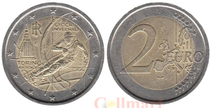  Италия. 2 евро 2006 год. XX зимние Олимпийские Игры, Турин 2006. 
