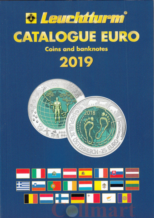  Каталог монет и банкнот евро, 2019 год выпуска. Производство Германия, "Leuchtturm". 