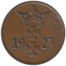  Данциг. 1 пфенниг 1923 год. Два креста увенчанных короной. 