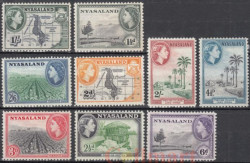 Набор марок. Ньясаленд 1953 год. Фотографии королевы Елизаветы II. (9 марок)
