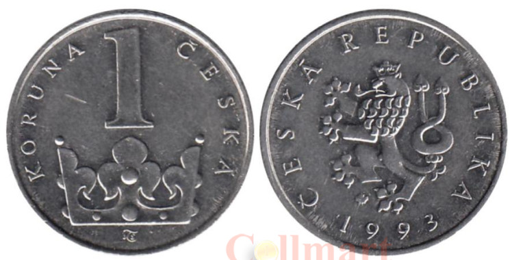 Чехия. 1 крона 1993 год. 
