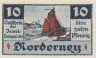  Бона. Германия. Нордернай 10 пфеннигов 1920 год. Парусник. Нотгельд. (XF) 