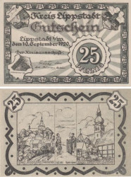 Бона. Германия. Липпштадт 25 пфеннигов 1920 год. Нотгельд. (XF)