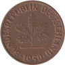  Германия (ФРГ). 1 пфенниг 1950 год. Листья дуба. (F) 