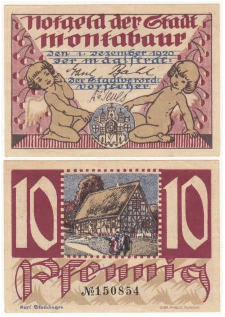  Бона. Германия. Монтабаур 10 пфеннигов 1920 год. Нотгельд. (VF) 