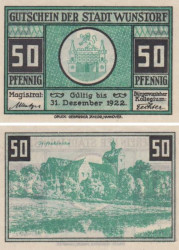 Бона. Германия. Вунсторф 50 пфеннигов 1922 год. Нотгельд. (XF)