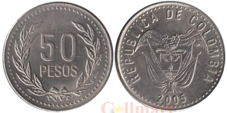 Колумбия. 50 песо 2005 год. 