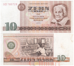 Бона. Германия (ГДР) 10 марок 1971 год. Клара Цеткин. (VF)
