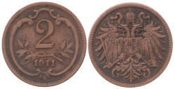 Австрия. 2 геллера 1911 год.