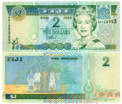 Бона. Фиджи 2 доллара 2002 год. Королева Елизавета II. (Пресс)
