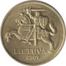  Литва. 10 центов 2009 год. Герб Литвы - Витис. 