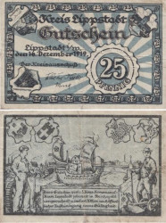 Бона. Германия. Липпштадт 25 пфеннигов 1919 год. Нотгельд. (F)