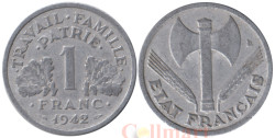 Франция. 1 франк 1942 год. Режим Виши.