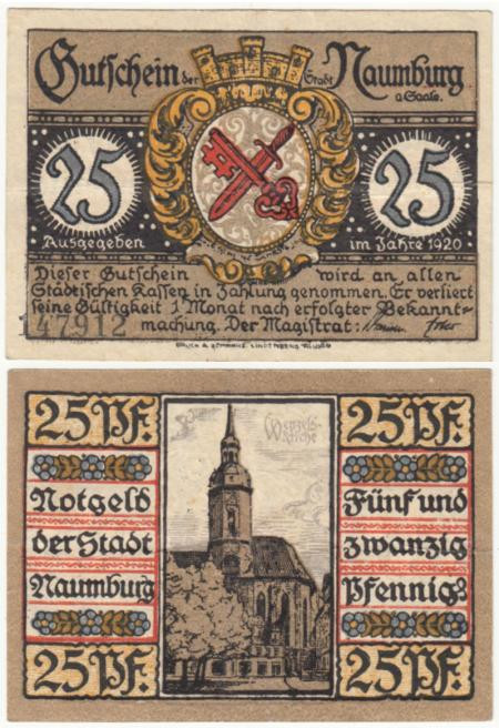  Бона. Германия. Наумбург 25 пфеннигов 1920 год. Нотгельд. (VF) 