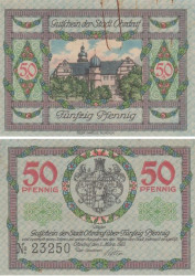 Бона. Германия. Ордруф 50 пфеннигов 1921 год. Герб серый. Нотгельд. (XF)