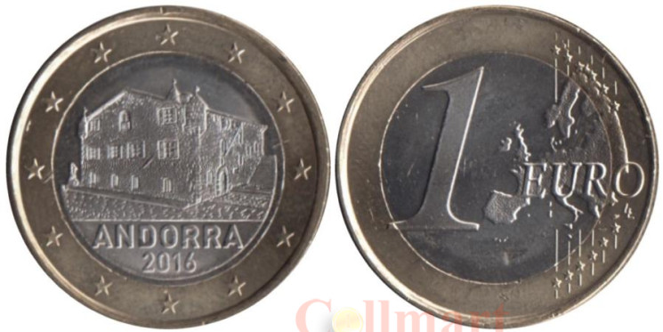  Андорра. 1 евро 2016 год. Здание парламента Каса-де-ла-Валь. 