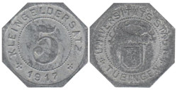 Германия. Тюбинген. 5 пфеннигов 1917 год. Нотгельд.