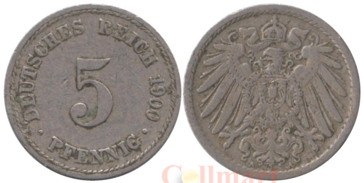  Германская империя. 5 пфеннигов 1900 год. (A) 