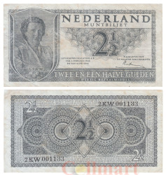 Бона. Нидерланды 2,5 гульдена 1949 год. Королева Юлиана. (F-VF)