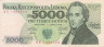  Бона. Польша 5000 злотых 1986 год. Фредерик Франсуа Шопен. (VF) 