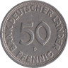  Германия (ФРГ). 50 пфеннигов 1949 год. Женщина, сажающая росток дуба. (D) 