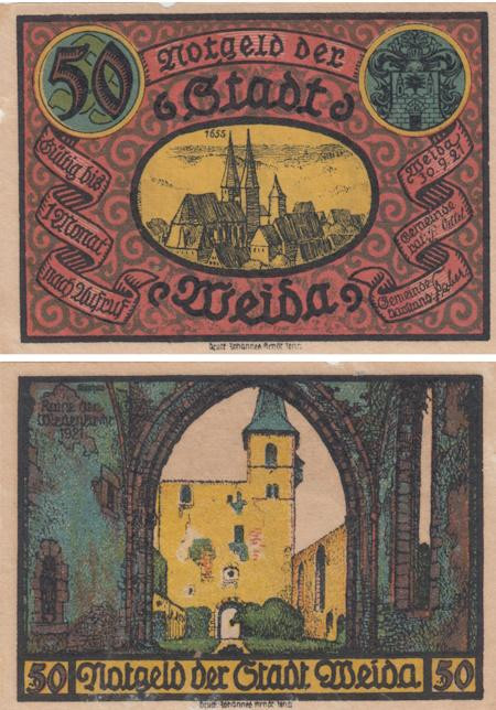  Бона. Германия. Вайда 50 пфеннигов 1921 год. Нотгельд. (VF) 