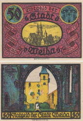 Бона. Германия. Вайда 50 пфеннигов 1921 год (вариант 1). Нотгельд. (XF)