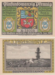 Бона. Германия. Брунсбюттельког 25 пфеннигов 1922 год. Нотгельд. (AU)