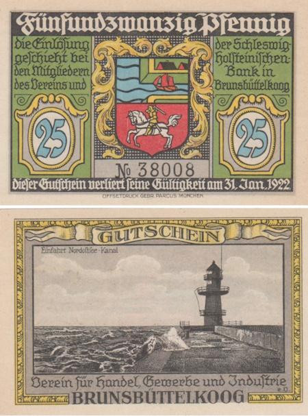  Бона. Германия. Брунсбюттельког 25 пфеннигов 1922 год. Нотгельд. (AU) 