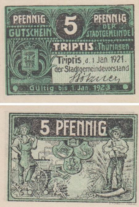  Бона. Германия. Триптис 5 пфеннигов 1921 год. Нотгельд. (XF) 