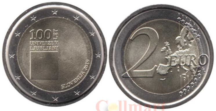  Словения. 2 евро 2019 год. 100 лет основанию Люблянского университета. 