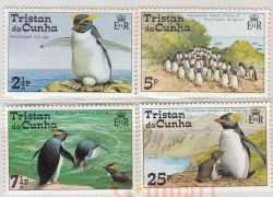 Набор марок. Тристан-да-Кунья. Северный хохлатый пингвин. 4 марки.