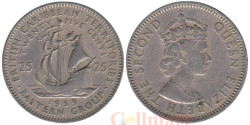 Восточные Карибы. 25 центов 1959 год. Галеон "Золотая лань".