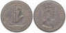  Восточные Карибы. 25 центов 1959 год. Галеон "Золотая лань". 