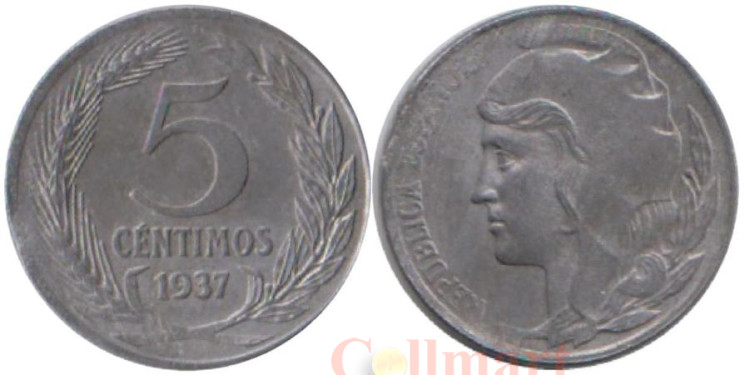  Испания. 5 сентимо 1937 год. 
